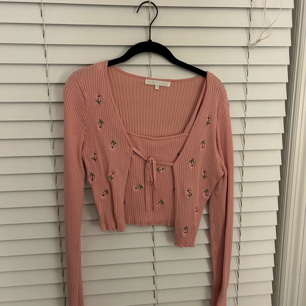 Elegant Pink Floral Embroidered Top